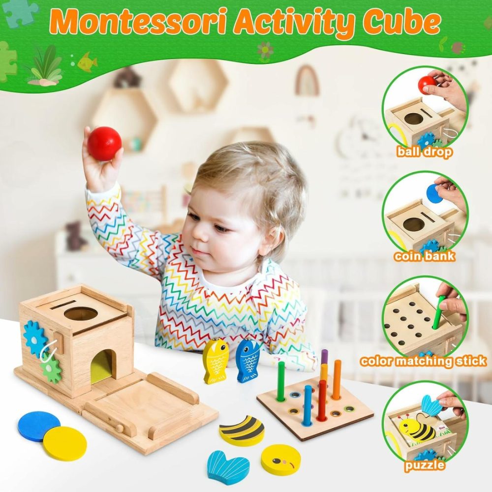 8-In-1 Montessori Wooden Toy Set For Babies – Shape Sorter  Coin Box  Object Permanence Box For Toddlers 12-18 Months – Birthday Gift  |  Sorting & Stacking Toys All Toys Sorting & Stacking Toys