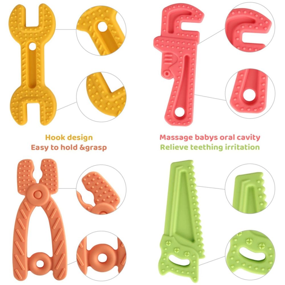 8 Pack Chew Baby Teething Toys For 0-12 Months  Freezable Bpa Free Silicone Baby Molar Teether Chew Toys  Hammer Wrench Spanner Pliers Hand Saw Shape Baby Girl’s Boy Car Seat Toy  |  Teethers All Toys Multicolor