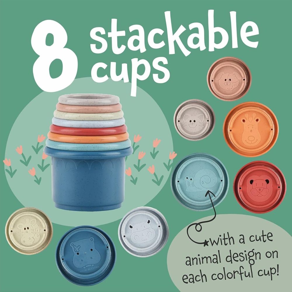 8 Pc Stacking Cups For Rabbits- Wheat Straw Toys With Cute Animal Designs – Bunny Stacking Cups To Play With Rabbits – Nesting Toys To Keep Busy-Graduated Sized Stackable Toys  |  Sorting & Stacking Toys All Toys Sorting & Stacking Toys