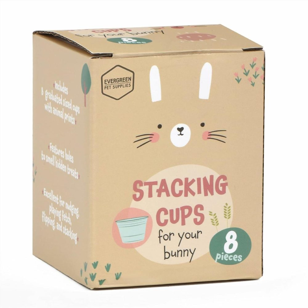 8 Pc Stacking Cups For Rabbits- Wheat Straw Toys With Cute Animal Designs – Bunny Stacking Cups To Play With Rabbits – Nesting Toys To Keep Busy-Graduated Sized Stackable Toys  |  Sorting & Stacking Toys All Toys Sorting & Stacking Toys