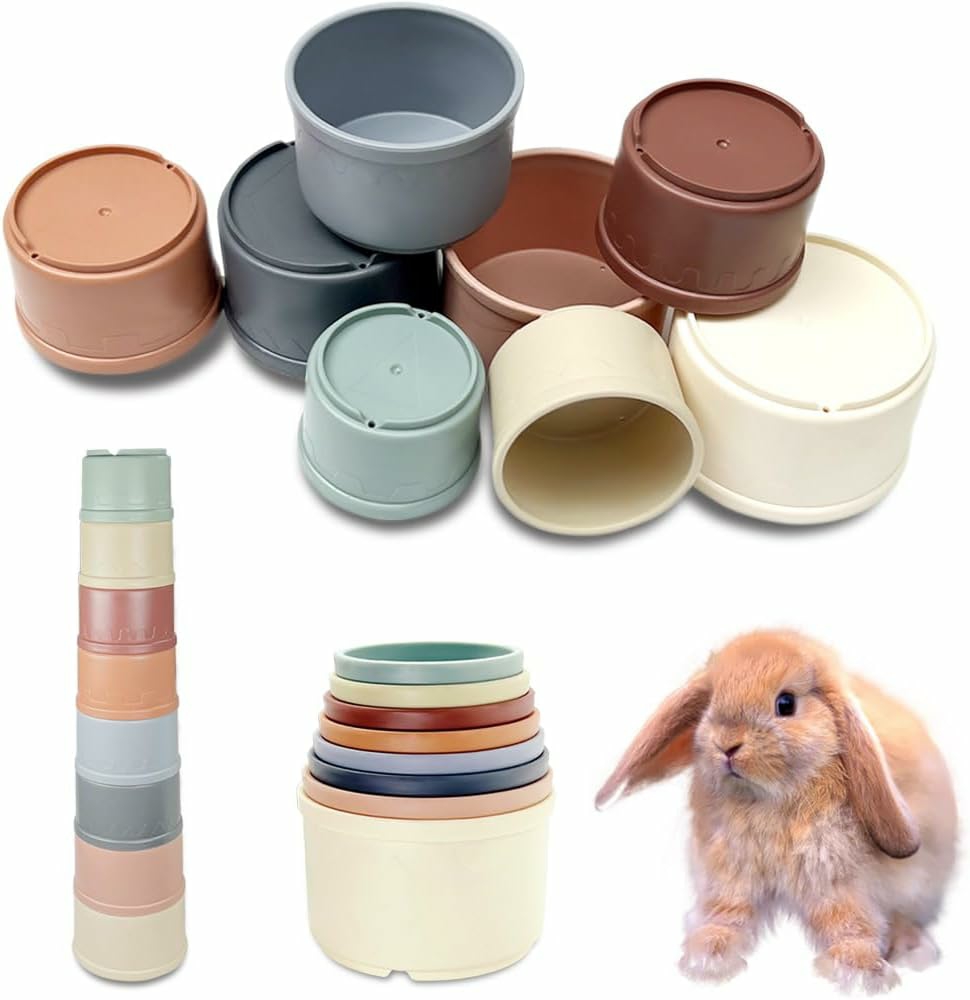 8 Pcs Stacking Cups For Rabbits  Bunny Toys  Bunny Stacking Cups To Play With Rabbits  Multi-Color Reusable Rabbit Enrichment Toys  Small Animals Rabbits Bunny Hiding Food And Playing Toys  |  Sorting & Stacking Toys All Toys Sorting & Stacking Toys