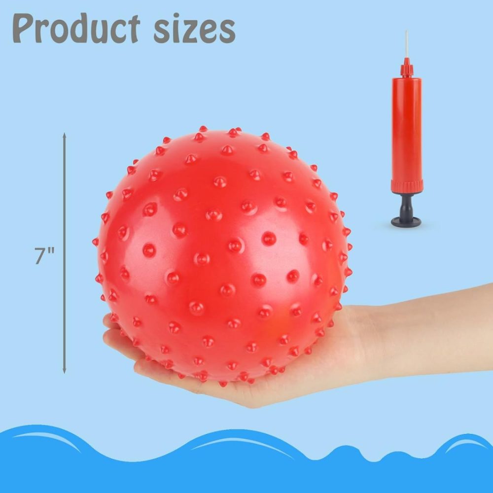 8Pcs Bounce Balls  Knobby Balls With Pump 7Inch Sensory Balls Spiky Massage Balls For Kids Party Favors  |  Balls All Toys Balls