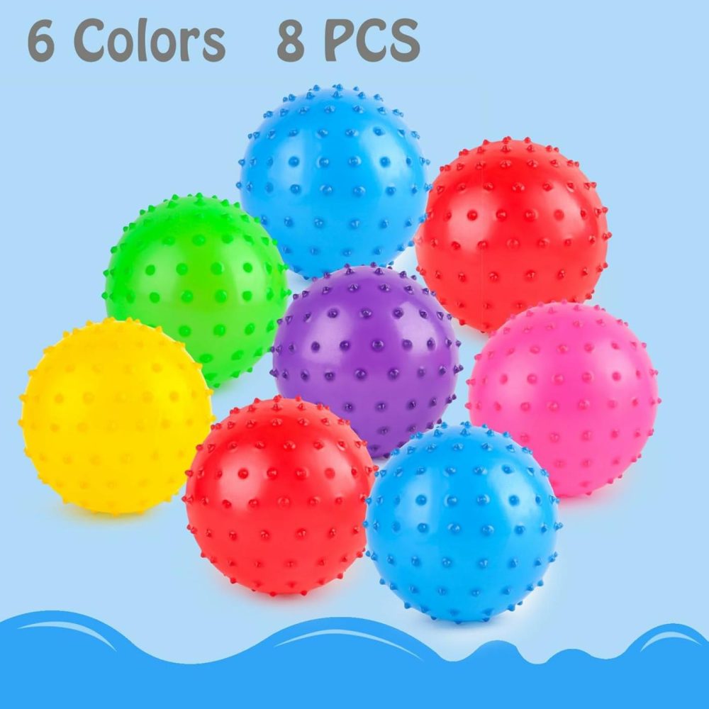 8Pcs Bounce Balls  Knobby Balls With Pump 7Inch Sensory Balls Spiky Massage Balls For Kids Party Favors  |  Balls All Toys Balls