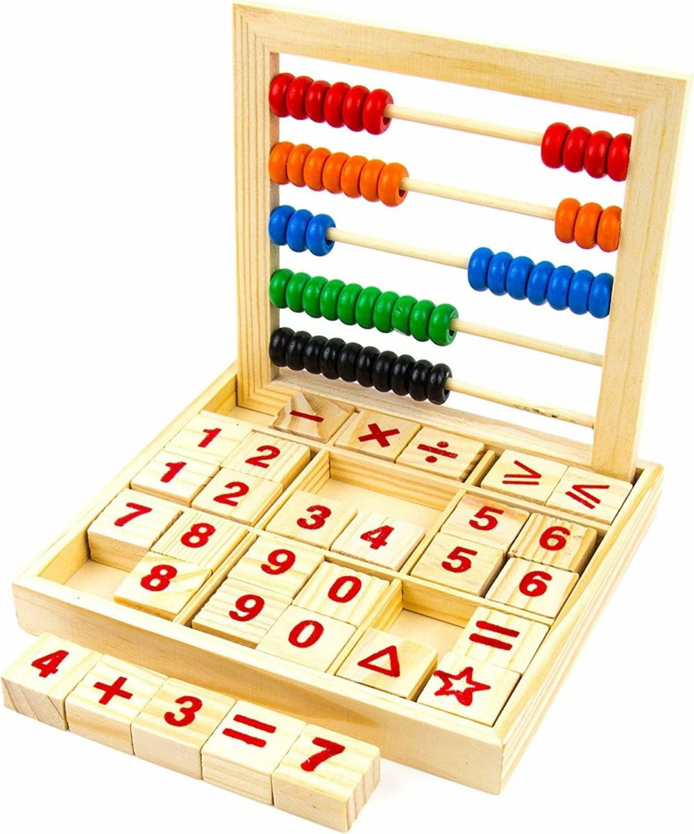 Abacus For Kids Math Counters  Wooden Educational Counting Toy  Toddler Blocks Kindergarten Toys  Toddler Blocks Wooden Toys  50 Beads And 30 Blocks  Wooden Blocks For Toddlers 1-3 Large  |  Abacuses Abacuses Abacuses