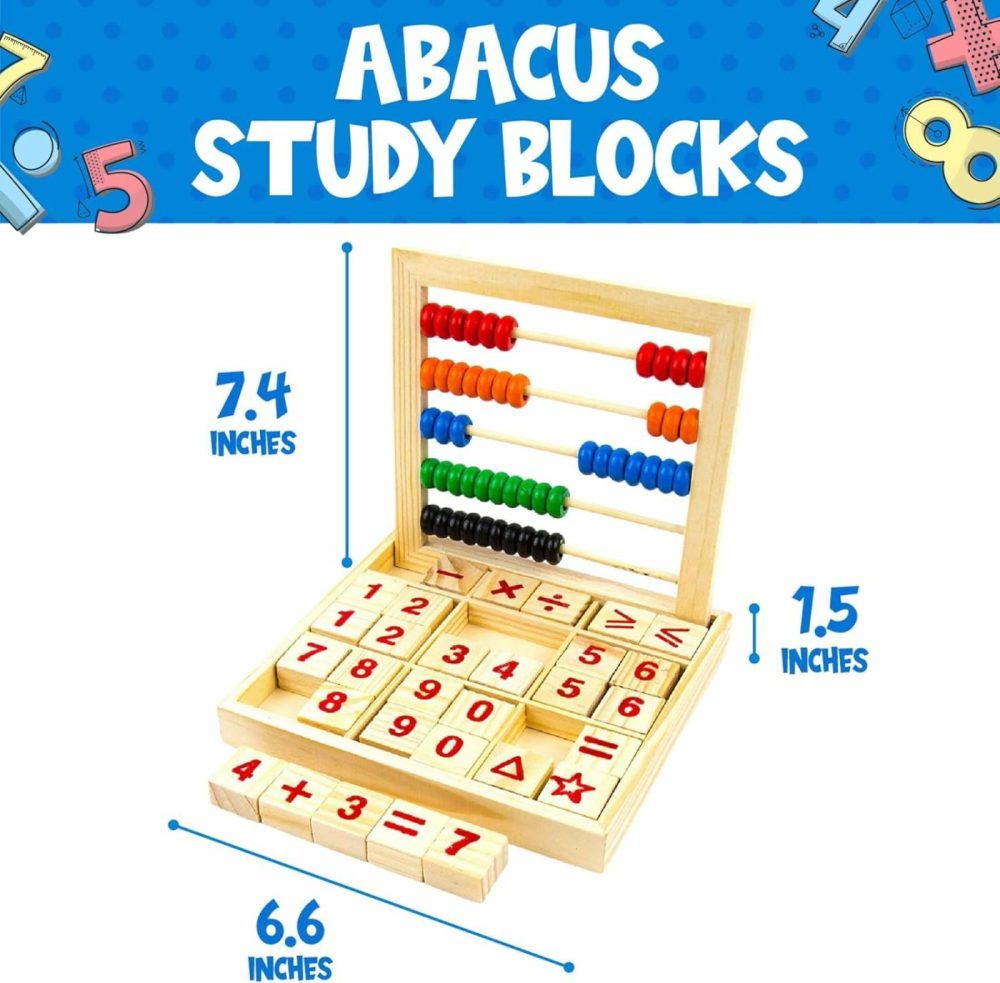 Abacus For Kids Math Counters  Wooden Educational Counting Toy  Toddler Blocks Kindergarten Toys  Toddler Blocks Wooden Toys  50 Beads And 30 Blocks  Wooden Blocks For Toddlers 1-3 Large  |  Abacuses Abacuses Abacuses