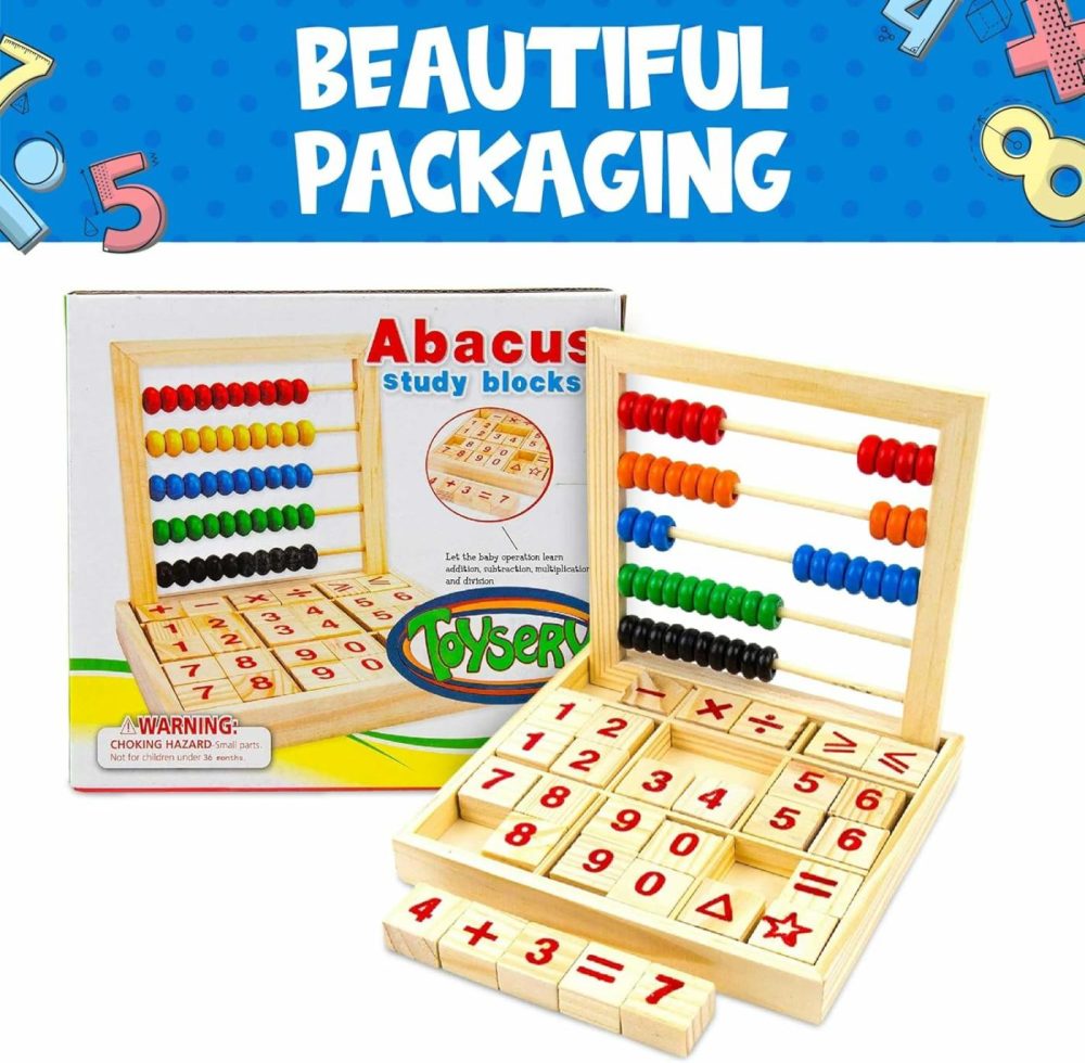 Abacus For Kids Math Counters  Wooden Educational Counting Toy  Toddler Blocks Kindergarten Toys  Toddler Blocks Wooden Toys  50 Beads And 30 Blocks  Wooden Blocks For Toddlers 1-3 Large  |  Abacuses Abacuses Abacuses