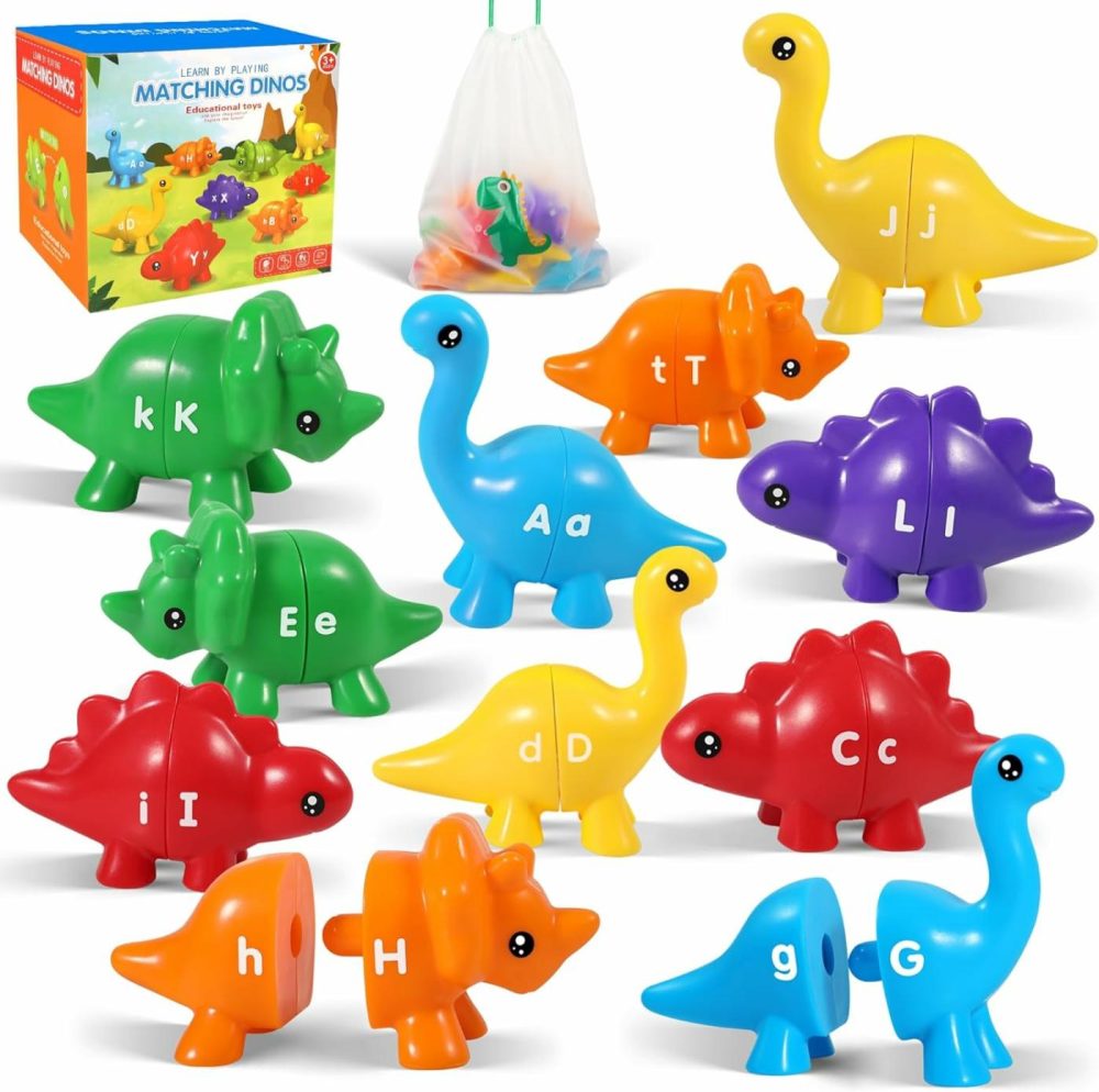 Abc Alphabet Dinosaurs Matching Learning Toy For Kids 2-4 3-5  26Pcs Montessori Double-Sided Dinosaur Toys Match Letter  Fine Motor Toys  Preschool Educational Learning Toys For Kid Toddlers  |  Sorting & Stacking Toys All Toys Sorting & Stacking Toys