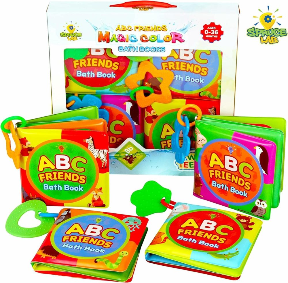 Abc Friends Magic Color Bath Books – 4 Bath Book Set – Educational Baby Bath Toys – Magic Appearing Animals In Water – Teething Toys For Babies – Boy/Girl Baby Bathtub Books Baby Shower Toy  |  Bath Toys All Toys Bath Toys