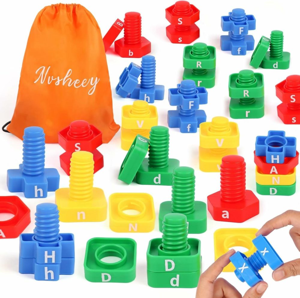 Abc Letters Matching Games – Alphabet Learning Toy For Toddler: 52 Pcs Nuts And Bolts Fine Motor Toys  Montessori Sorting & Stacking Toys Preschool Kindergarten Learning Activities For Kids  |  Sorting & Stacking Toys All Toys Sorting & Stacking Toys