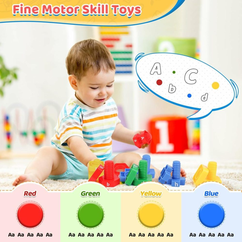 Abc Letters Matching Games – Alphabet Learning Toy For Toddler: 52 Pcs Nuts And Bolts Fine Motor Toys  Montessori Sorting & Stacking Toys Preschool Kindergarten Learning Activities For Kids  |  Sorting & Stacking Toys All Toys Sorting & Stacking Toys