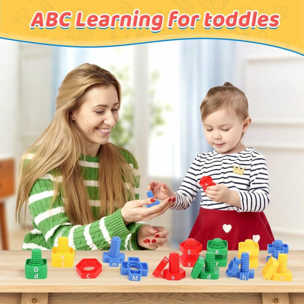 Abc Letters Matching Games – Alphabet Learning Toy For Toddler: 52 Pcs Nuts And Bolts Fine Motor Toys  Montessori Sorting & Stacking Toys Preschool Kindergarten Learning Activities For Kids  |  Sorting & Stacking Toys All Toys Sorting & Stacking Toys