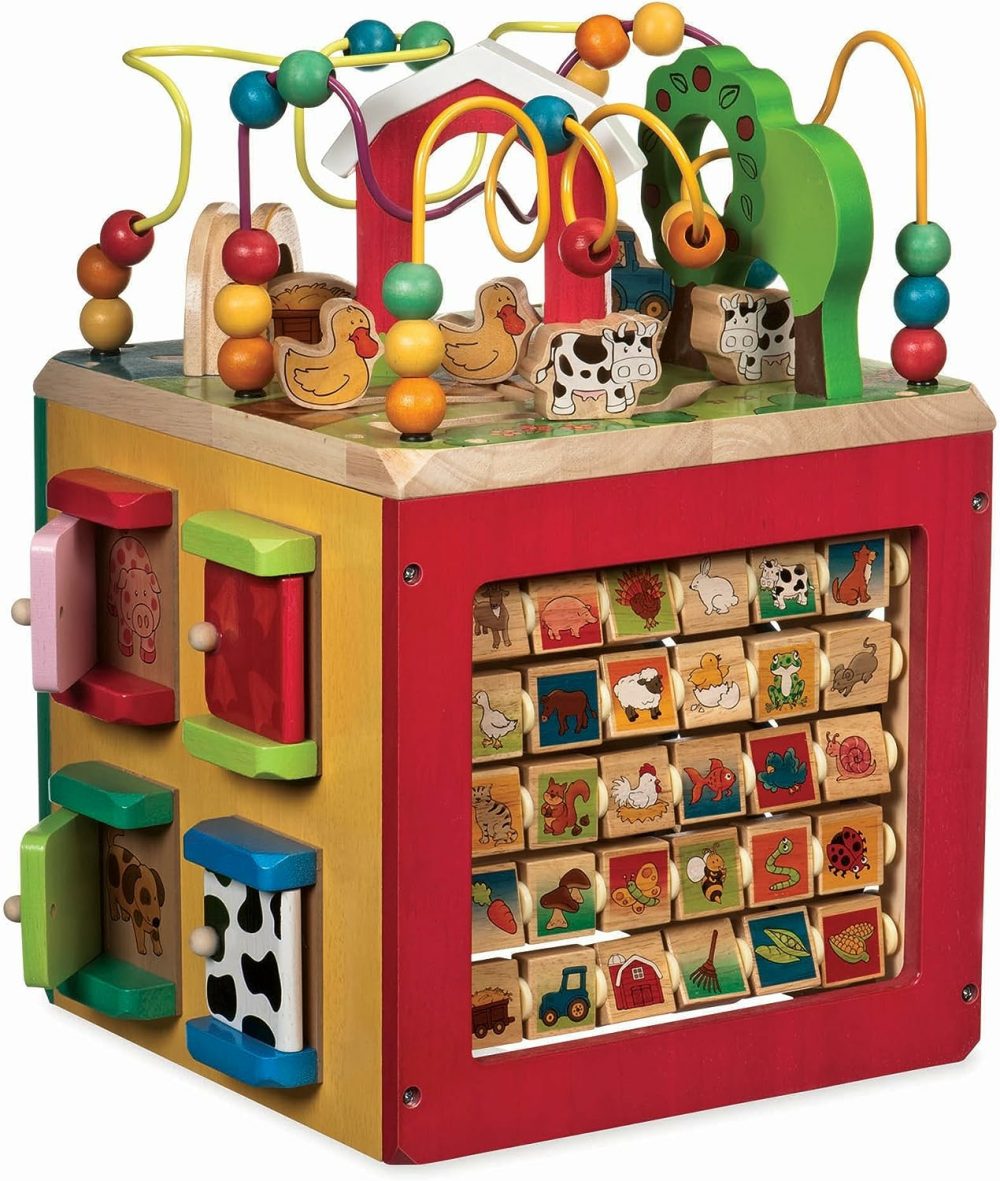 Activity Cube With Farm Theme – Educational Wooden Toys For Toddlers And Kids – 1 Year +  |  Activity Cubes Activity Cubes Activity Cubes