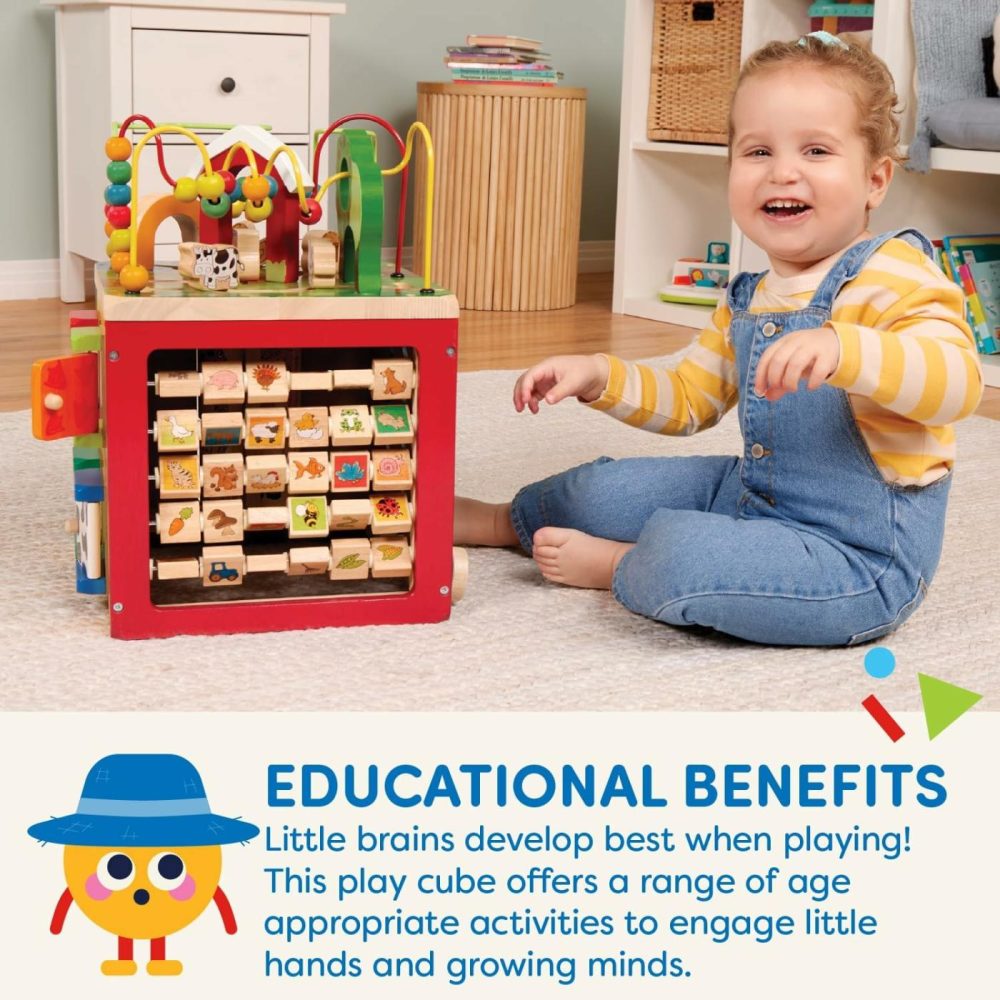 Activity Cube With Farm Theme – Educational Wooden Toys For Toddlers And Kids – 1 Year +  |  Activity Cubes Activity Cubes Activity Cubes