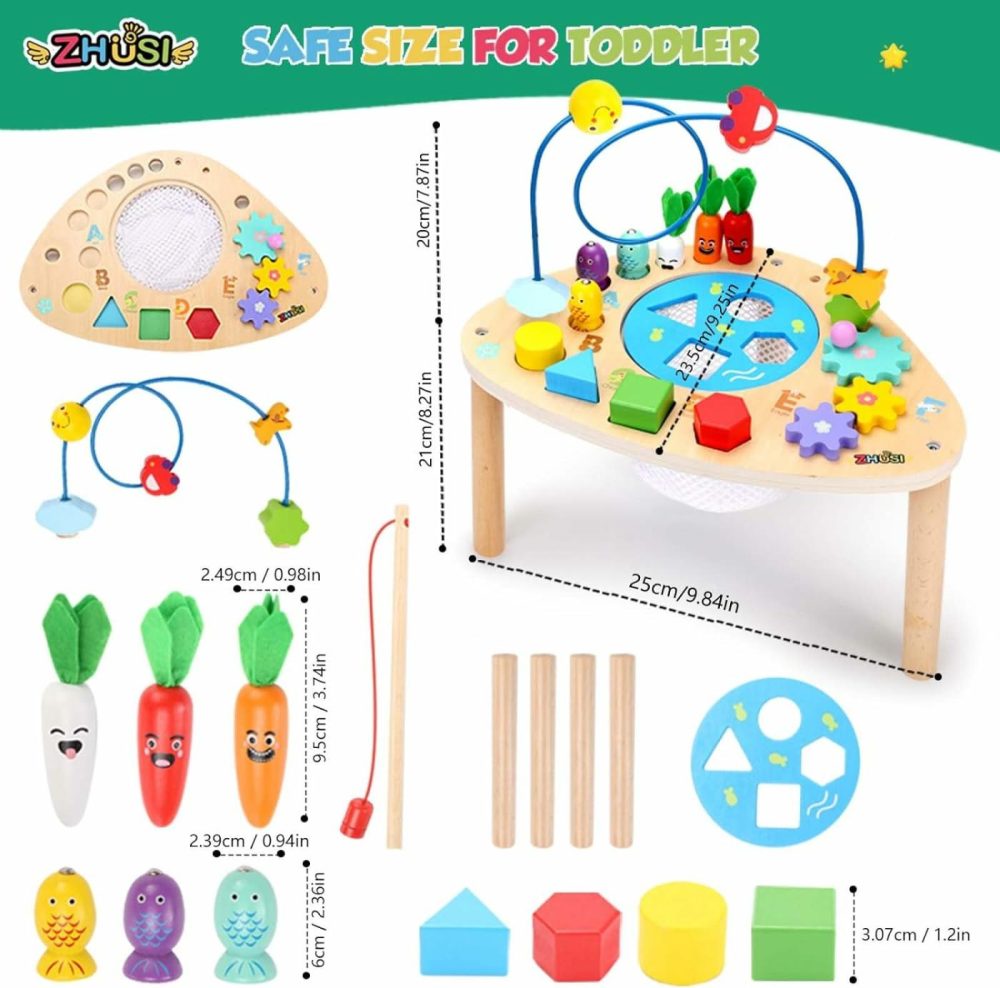 Activity Table For 1+ Year Old  6 In 1 Wooden Montessori Toys With Fishing Game Bead Maze Shape Sorter Toy  Baby Sensory Toys Toddler Toys 1St Birthday Gifts For Girls Boys  |  Bead Mazes All Toys Bead Mazes