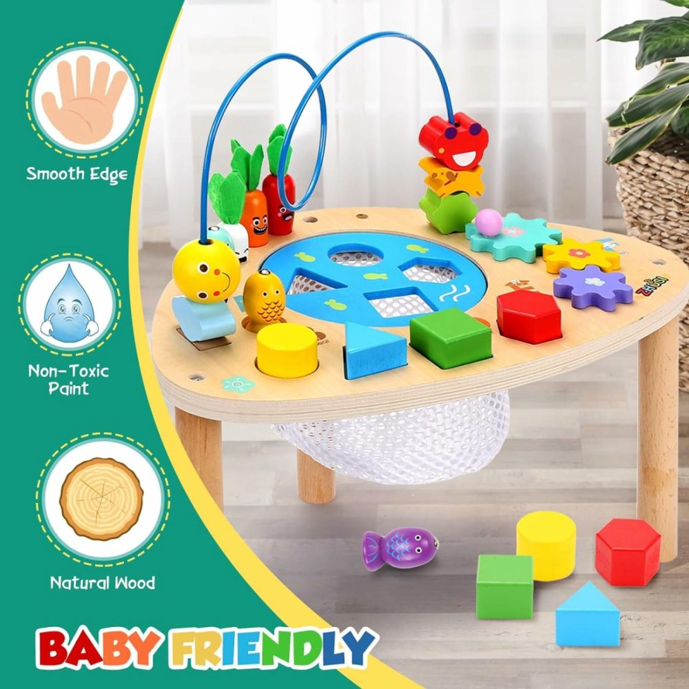 Activity Table For 1+ Year Old  6 In 1 Wooden Montessori Toys With Fishing Game Bead Maze Shape Sorter Toy  Baby Sensory Toys Toddler Toys 1St Birthday Gifts For Girls Boys  |  Bead Mazes All Toys Bead Mazes