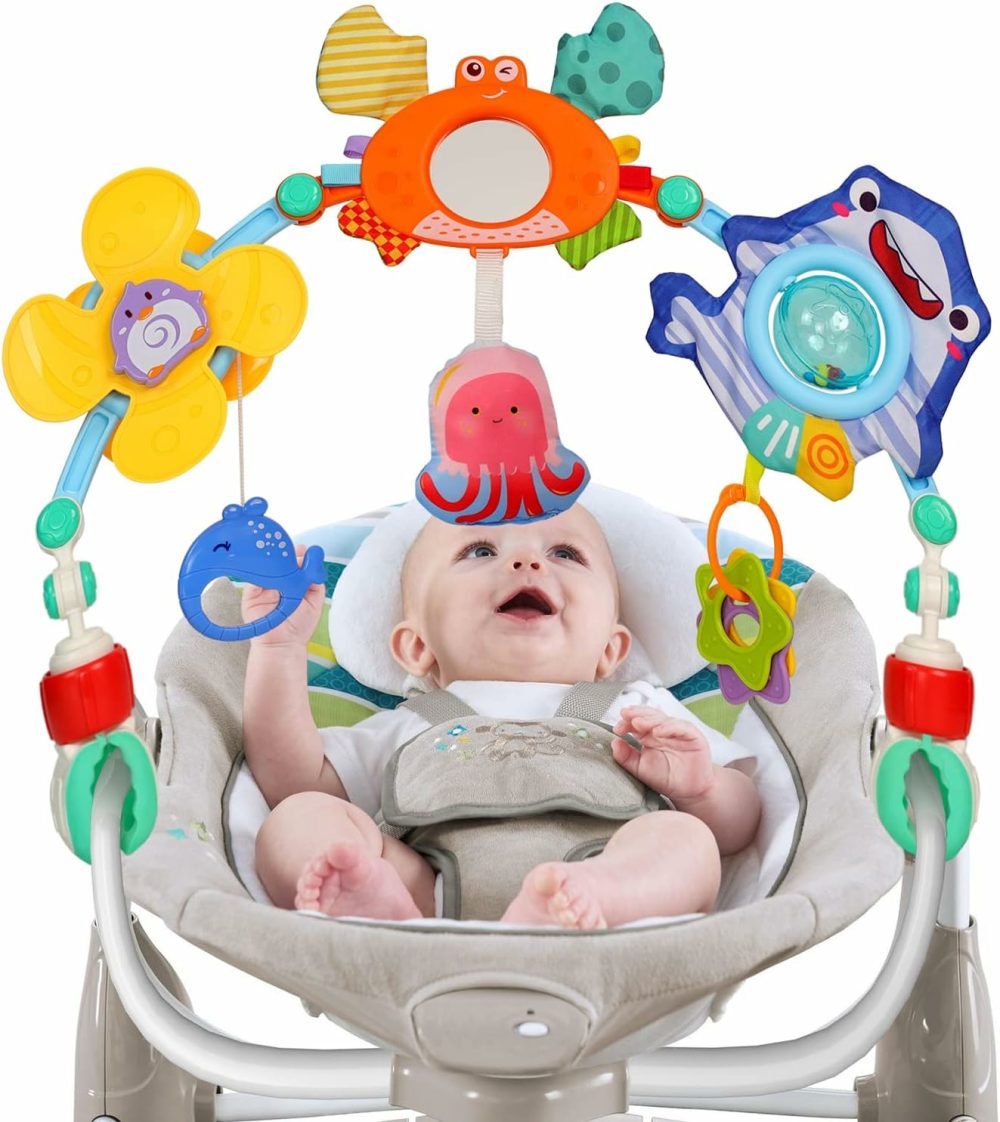 Adjustable Stroller Arch Toy For Baby – Baby Bjorn Bouncer Toy Bar – Stroller Toys – Car Seat Toys For Babies 0 3 6 12 Months (Marine Creatures)  |  Car Seat & Stroller Toys All Toys Car Seat & Stroller Toys