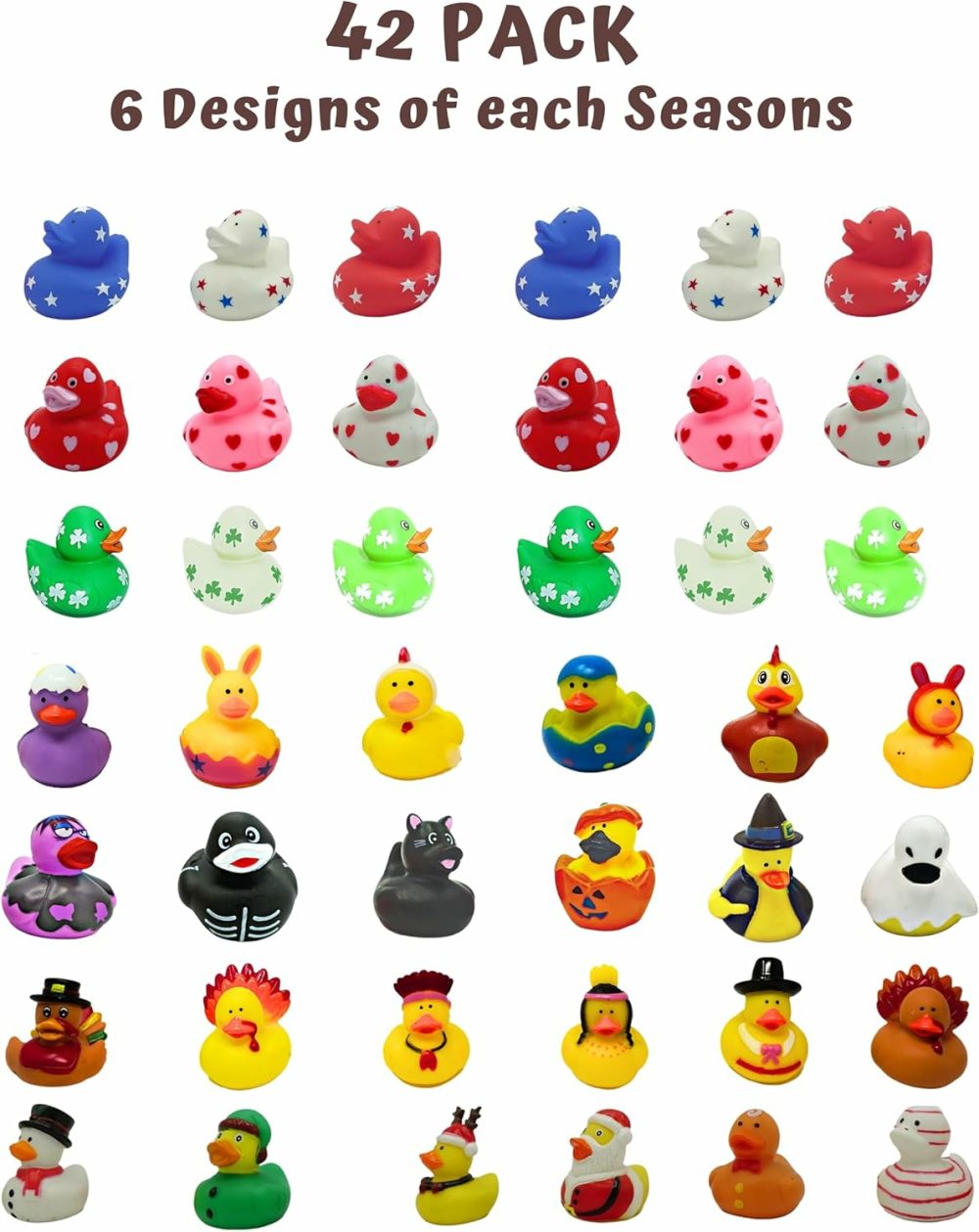 All Holidays Rubber Ducks In Bulk 42 Pack – Includes Patriotic Rubber Duckies  Bath Toys For Kids Boys & Girls  Gift For Jeep Owners  Jeep Ducking By 4Es Novelty  |  Bath Toys All Toys Bath Toys