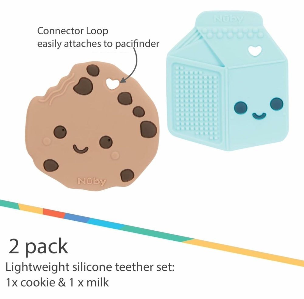 All Silicone Chocolate Chip Cookie & Milk Carton Teether – 2 Pack  3+ Months  |  Teethers All Toys Chocolate Chip Cookie & Milk Carton 2PK