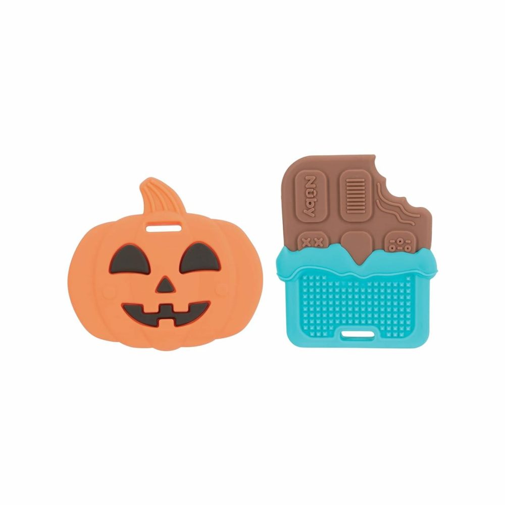 All Silicone Pumpkin & Chocolate Bar Teether – 2 Pack  3+ Months  |  Teethers All Toys Pumpkin/Chocolate Bar