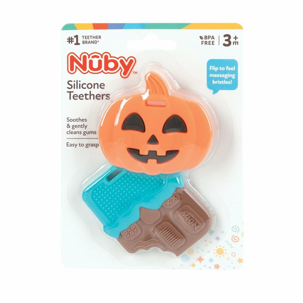 All Silicone Pumpkin & Chocolate Bar Teether – 2 Pack  3+ Months  |  Teethers All Toys Pumpkin/Chocolate Bar