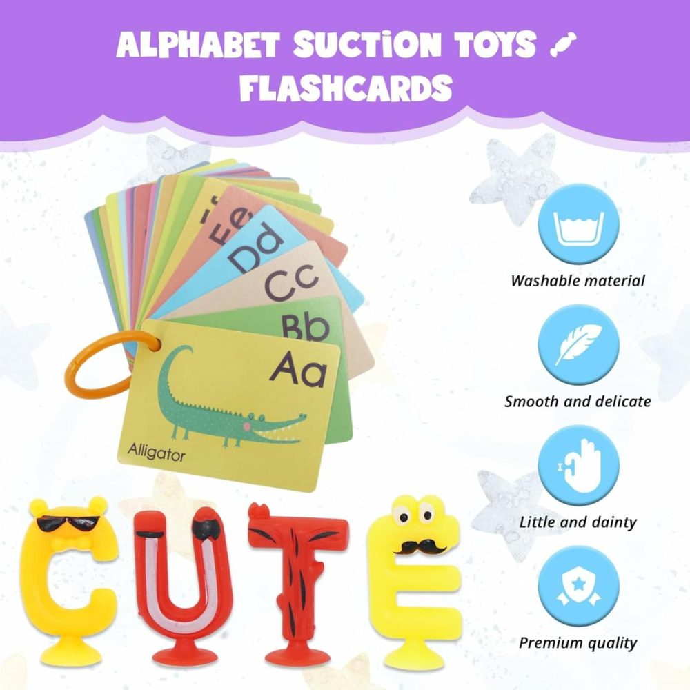 Alphabet Letters Learning Suction Toys: Abc Silicone Baby Bath Toys  Bathtub/Windows/Car/Travel Toys For Toddlers 1-3  Preschool Educational Montessori Sensory Toys For 1/2/3 Year Old  |  Bath Toys All Toys Bath Toys