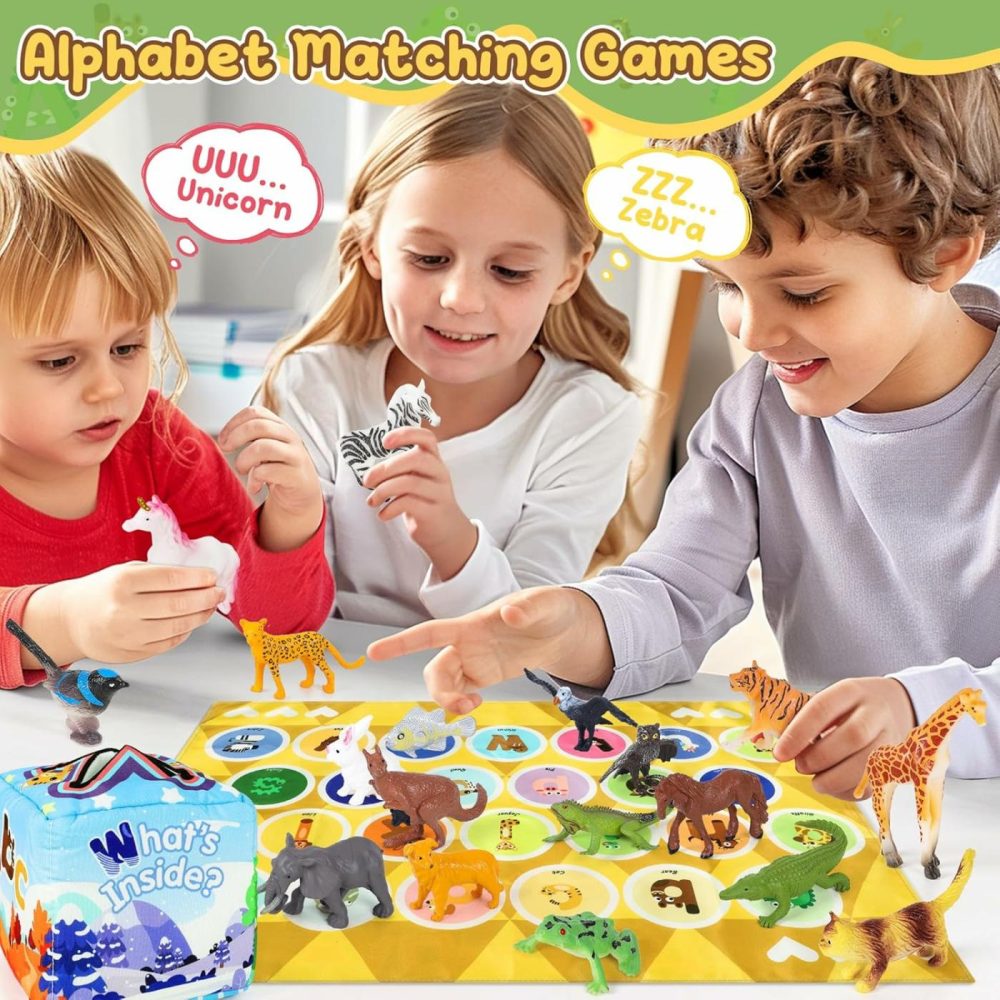 Alphabet Mystery Box For Kids – Alphabet Learning Toy With 26 Pcs Animal Figurines Letter Matching Game Montessori Educational Toy Preschool Kindergarten Gift For Toddlers Ages 3-8  |  Sorting & Stacking Toys All Toys Sorting & Stacking Toys