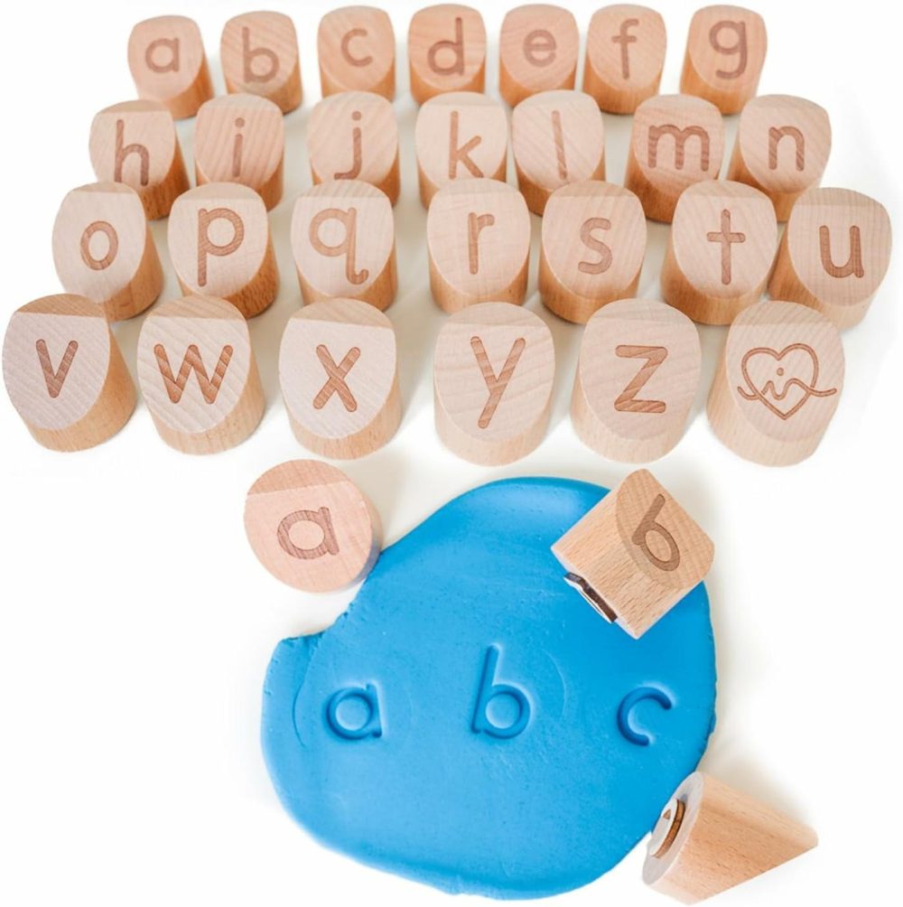 Alphabet Playdough Stamps For Kids – Lowercase Letter Stamp Set – Abc Toddler Clay Dough Stampers  |  Sorting & Stacking Toys All Toys Sorting & Stacking Toys