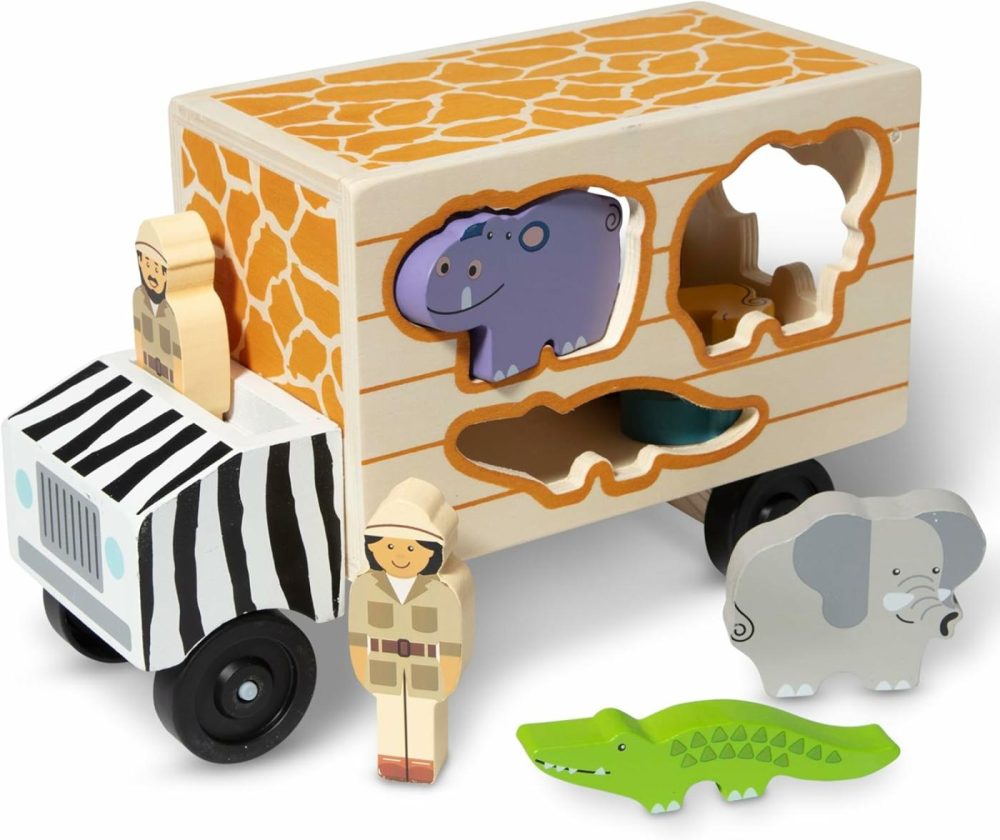 Animal Rescue Shape-Sorting Truck – Wooden Toy With 7 Animals And 2 Play Figures -Vehicle Toys For Toddlers  |  Sorting & Stacking Toys All Toys Sorting & Stacking Toys