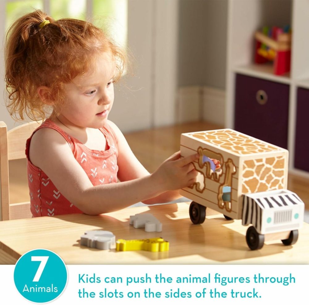 Animal Rescue Shape-Sorting Truck – Wooden Toy With 7 Animals And 2 Play Figures -Vehicle Toys For Toddlers  |  Sorting & Stacking Toys All Toys Sorting & Stacking Toys