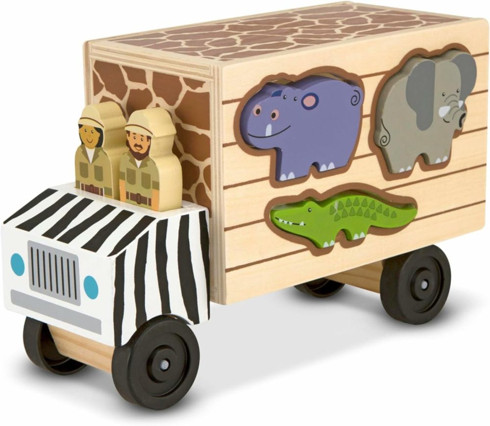 Animal Rescue Shape-Sorting Truck – Wooden Toy With 7 Animals And 2 Play Figures -Vehicle Toys For Toddlers  |  Sorting & Stacking Toys All Toys Sorting & Stacking Toys