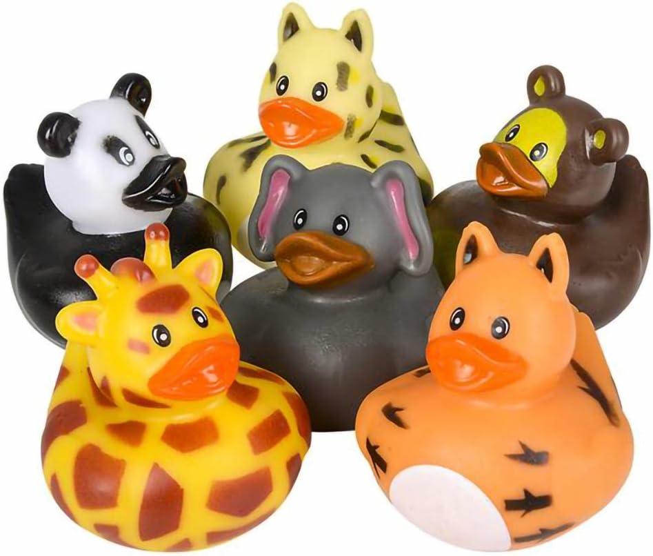 Animal Safari Zoo Rubber Duck Toy Duckies For Kids  Bath Birthday Baby Showers Classroom Summer Beach And Pool Activity Party Favors  2″ (6-Pack)  |  Bath Toys All Toys Bath Toys