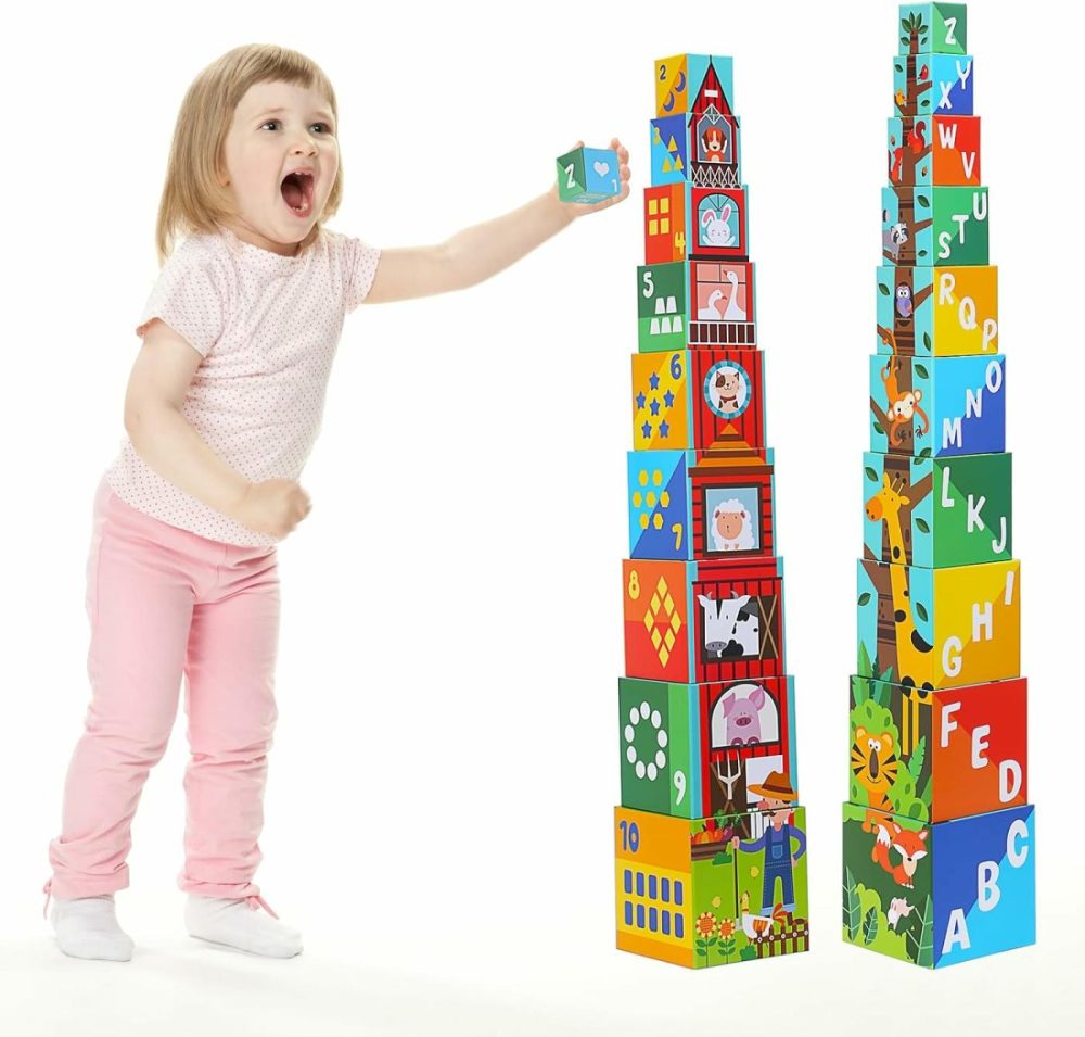 Animal Sorting And Stacking Blocks – Educational Abc & Numbers Toy For Babies And Toddlers – Montessori Learning Tower -10 Nesting Cubes Building Set – Ideal Present For Boys & Girls  |  Sorting & Stacking Toys All Toys Sorting & Stacking Toys