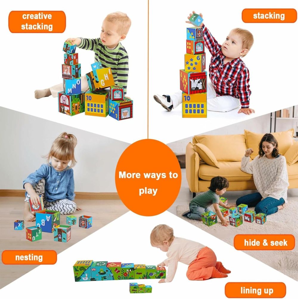 Animal Sorting And Stacking Blocks – Educational Abc & Numbers Toy For Babies And Toddlers – Montessori Learning Tower -10 Nesting Cubes Building Set – Ideal Present For Boys & Girls  |  Sorting & Stacking Toys All Toys Sorting & Stacking Toys