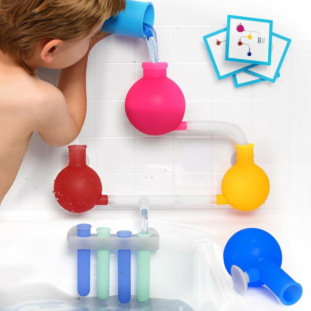 Aqualab Bath Toys For Kids Ages 4-8 – Science Themed Wall Suction Silicone Bath Toy – Includes Beaker  Flasks  And Test Tubes  |  Bath Toys All Toys Bath Toys