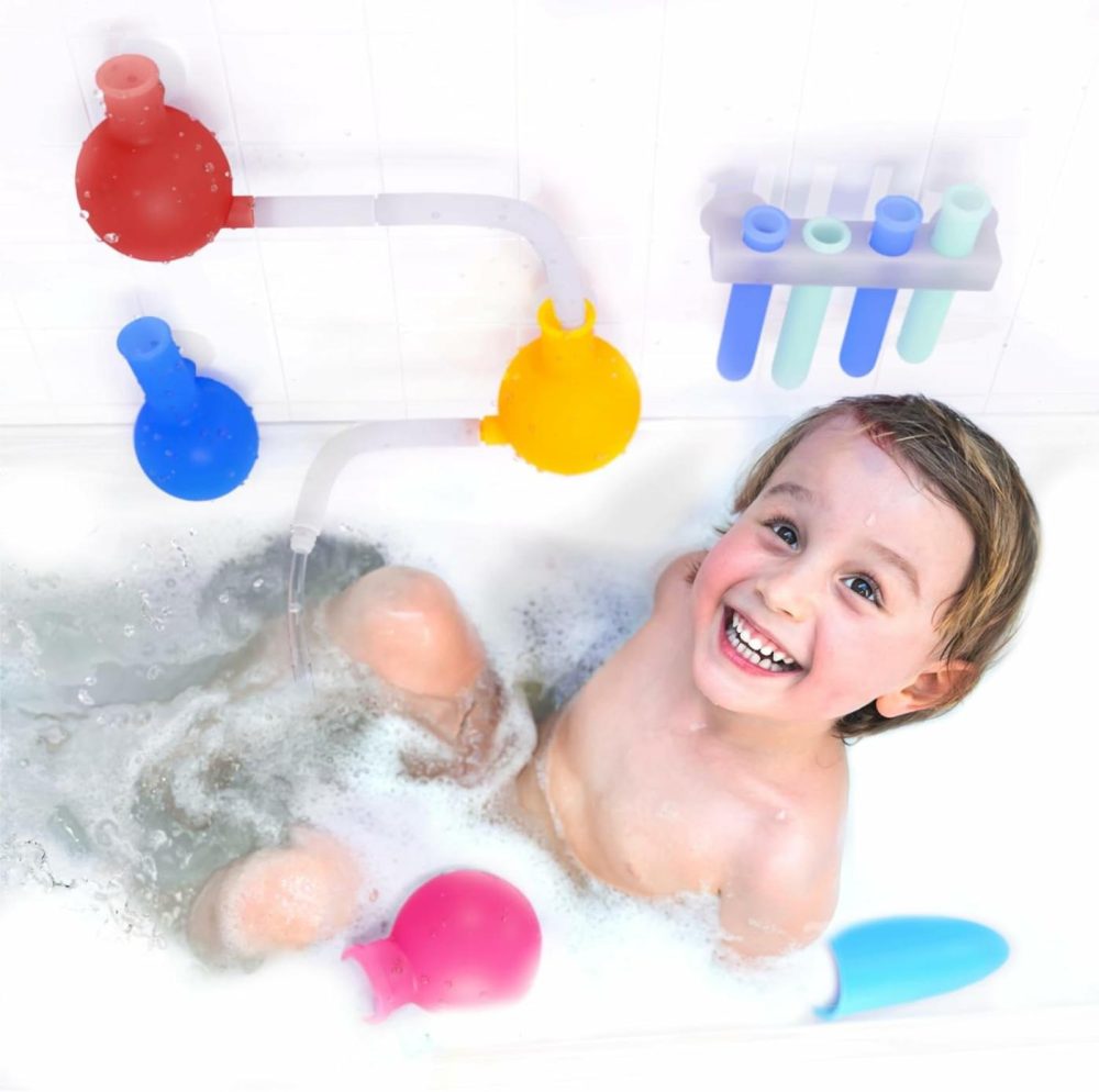 Aqualab Bath Toys For Kids Ages 4-8 – Science Themed Wall Suction Silicone Bath Toy – Includes Beaker  Flasks  And Test Tubes  |  Bath Toys All Toys Bath Toys