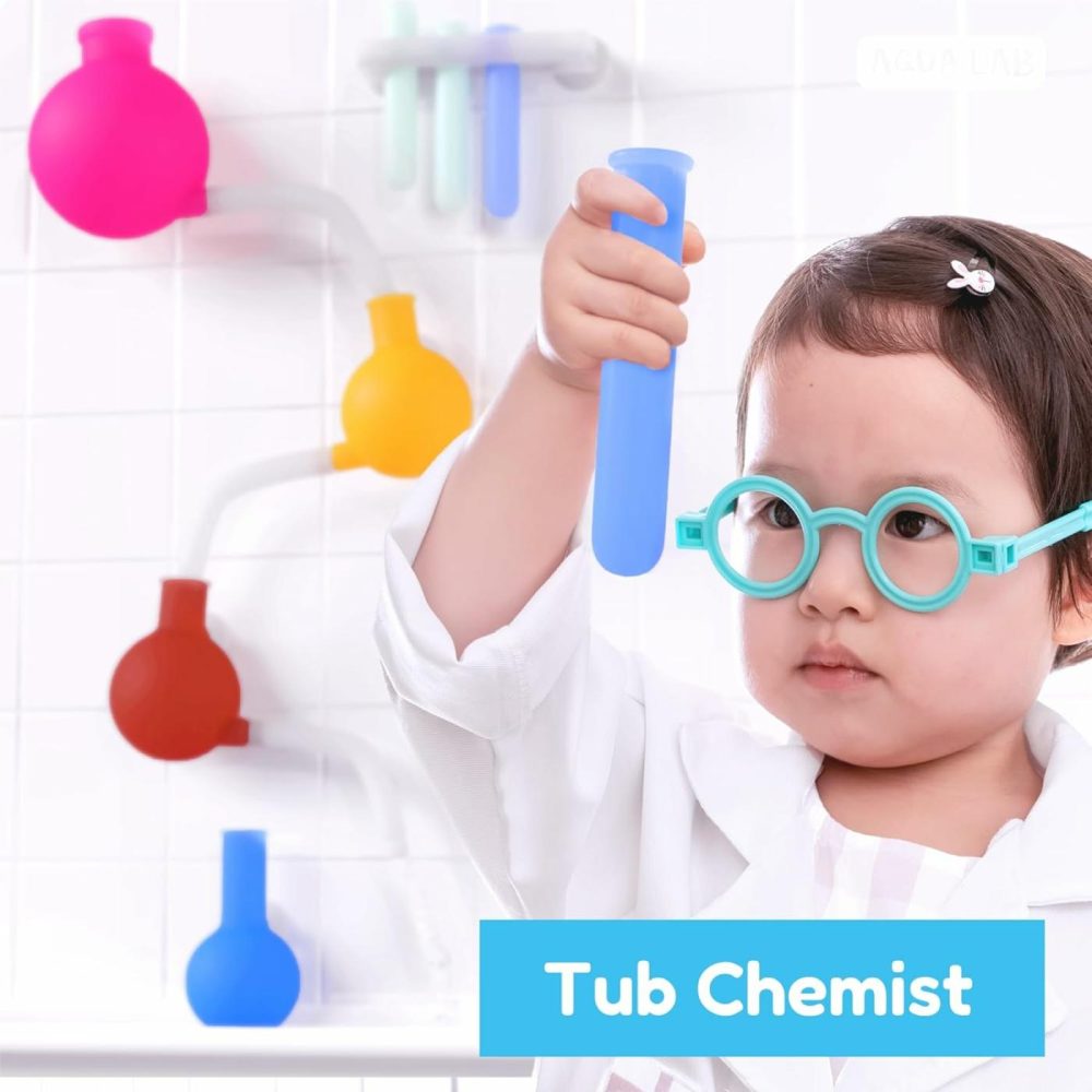 Aqualab Bath Toys For Kids Ages 4-8 – Science Themed Wall Suction Silicone Bath Toy – Includes Beaker  Flasks  And Test Tubes  |  Bath Toys All Toys Bath Toys