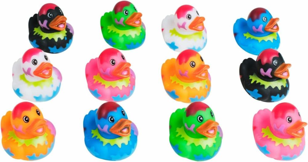 Assorted Rubber Ducks – 12 Ducklings  2 Inch In Splat Pattern – Jeep Ducks For Kids  Baby Bath Toys  Sensory Play  Stress Relief  Novelty  Stocking Stuffers  Classroom Prizes  Supplies  Holidays  |  Bath Toys All Toys Bath Toys