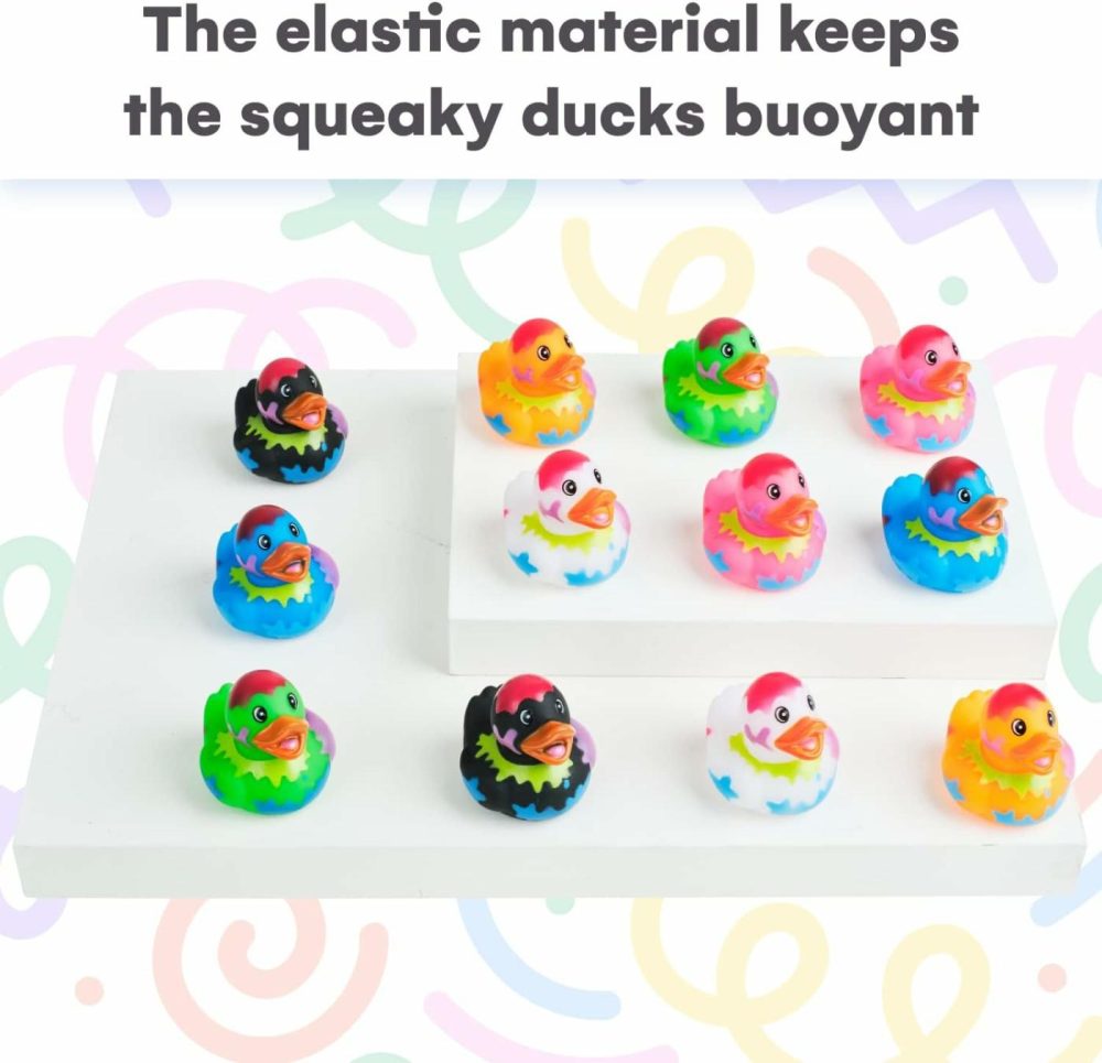 Assorted Rubber Ducks – 12 Ducklings  2 Inch In Splat Pattern – Jeep Ducks For Kids  Baby Bath Toys  Sensory Play  Stress Relief  Novelty  Stocking Stuffers  Classroom Prizes  Supplies  Holidays  |  Bath Toys All Toys Bath Toys