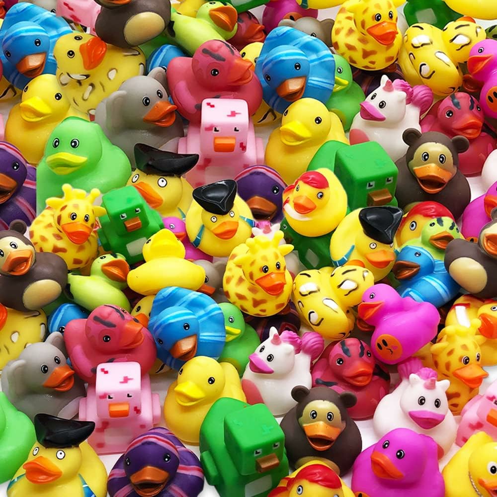 Assorted Rubber Ducks Jeep Ducking (100Pack) – Rubber Duckies For Kids  Bathtub Pool Toys In 17 Different Designs  Fun Carnival & Birthday Party Favors For Boys & Girls – Ducks For Jeeps  |  Bath Toys All Toys Bath Toys