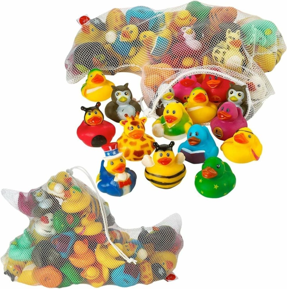 Assorted Rubber Ducks With Mesh Bag – 50 Ducklings  2 Inch – Jeep Ducks For Kids  Baby Bath Toys  Sensory Play  Stress Relief  Novelty  Stocking Stuffers  Classroom Prizes  Supplies  Holidays  |  Bath Toys All Toys Bath Toys