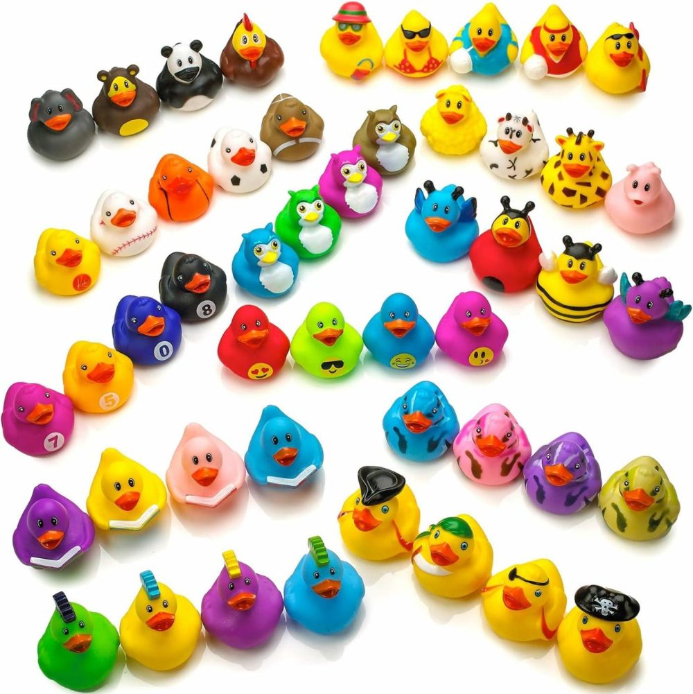 Assorted Rubber Ducks With Mesh Bag – 50 Ducklings  2 Inch – Jeep Ducks For Kids  Baby Bath Toys  Sensory Play  Stress Relief  Novelty  Stocking Stuffers  Classroom Prizes  Supplies  Holidays  |  Bath Toys All Toys Bath Toys