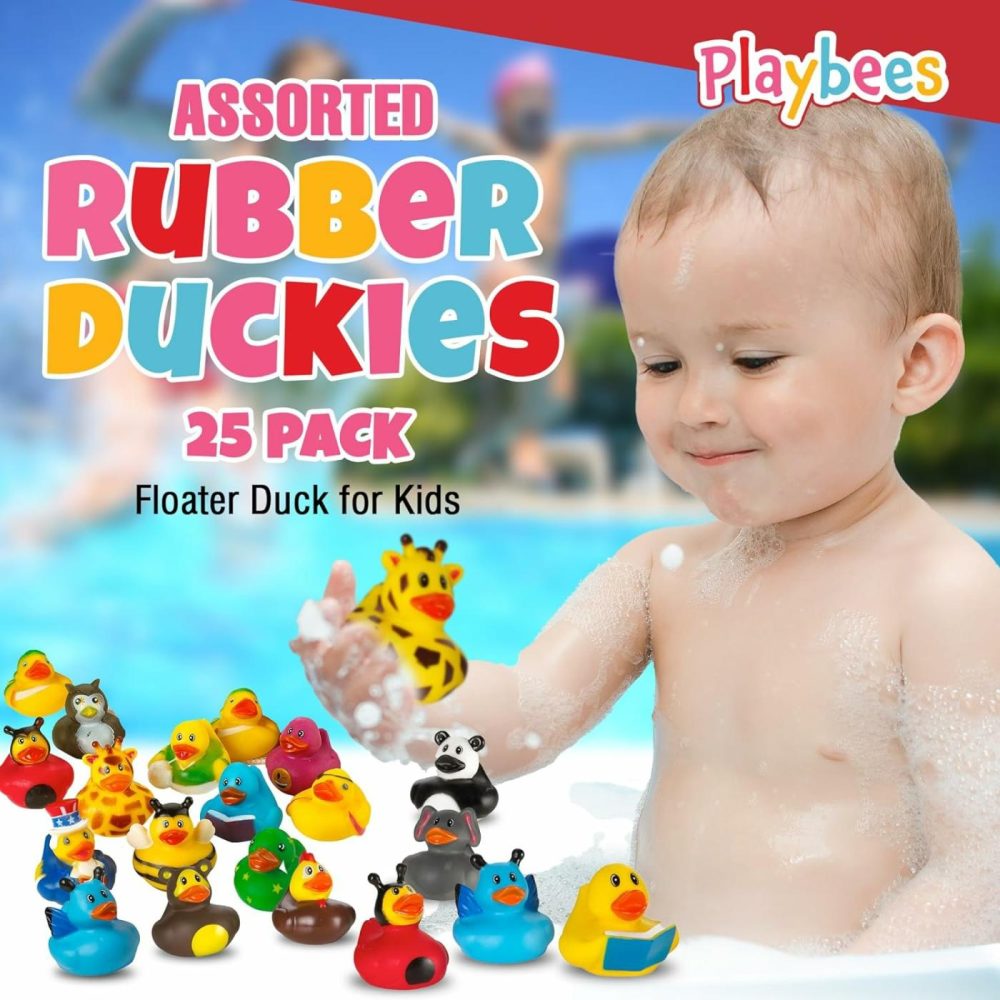 Assortment Rubber Duck Toy Duckies For Kids – 25 Pack – Sensory Play  Stress Relief  Stocking Stuffers  Bath Birthday Gifts Baby Showers Classroom Incentives  Summer Beach And Pool Activity  |  Bath Toys All Toys Bath Toys