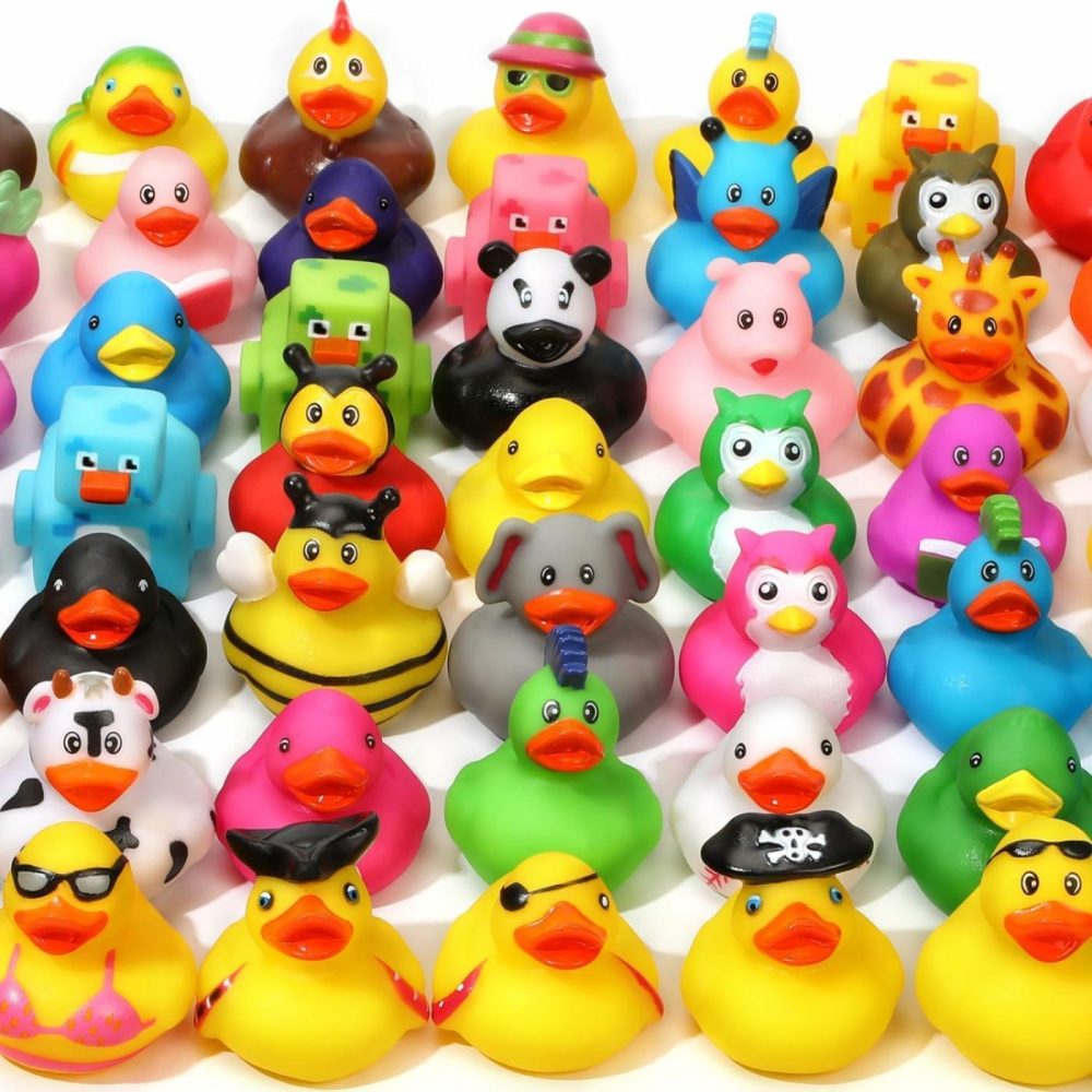 Assortment Rubber Ducks In Bulk  50-Pack Assorted Mini Duckies Toy For Ducking Cruise Ships  2” Floater Duck For Kids Bath Toy  Gift For Birthday Thanksgiving Halloween Christmas Party Favors  |  Bath Toys All Toys Bath Toys