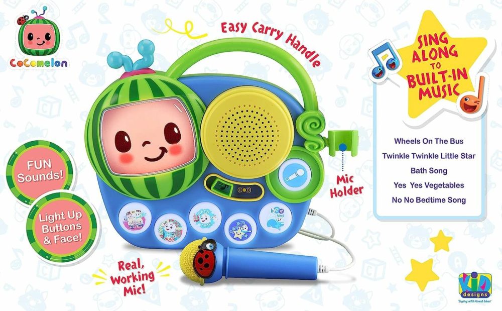 Auxiliary Cocomelon Toy Singalong Boombox With Microphone For Toddlers  Built-In Music And Flashing Lights  Fans Of Cocomelon Gifts  |  Musical Toys All Toys Multicolor