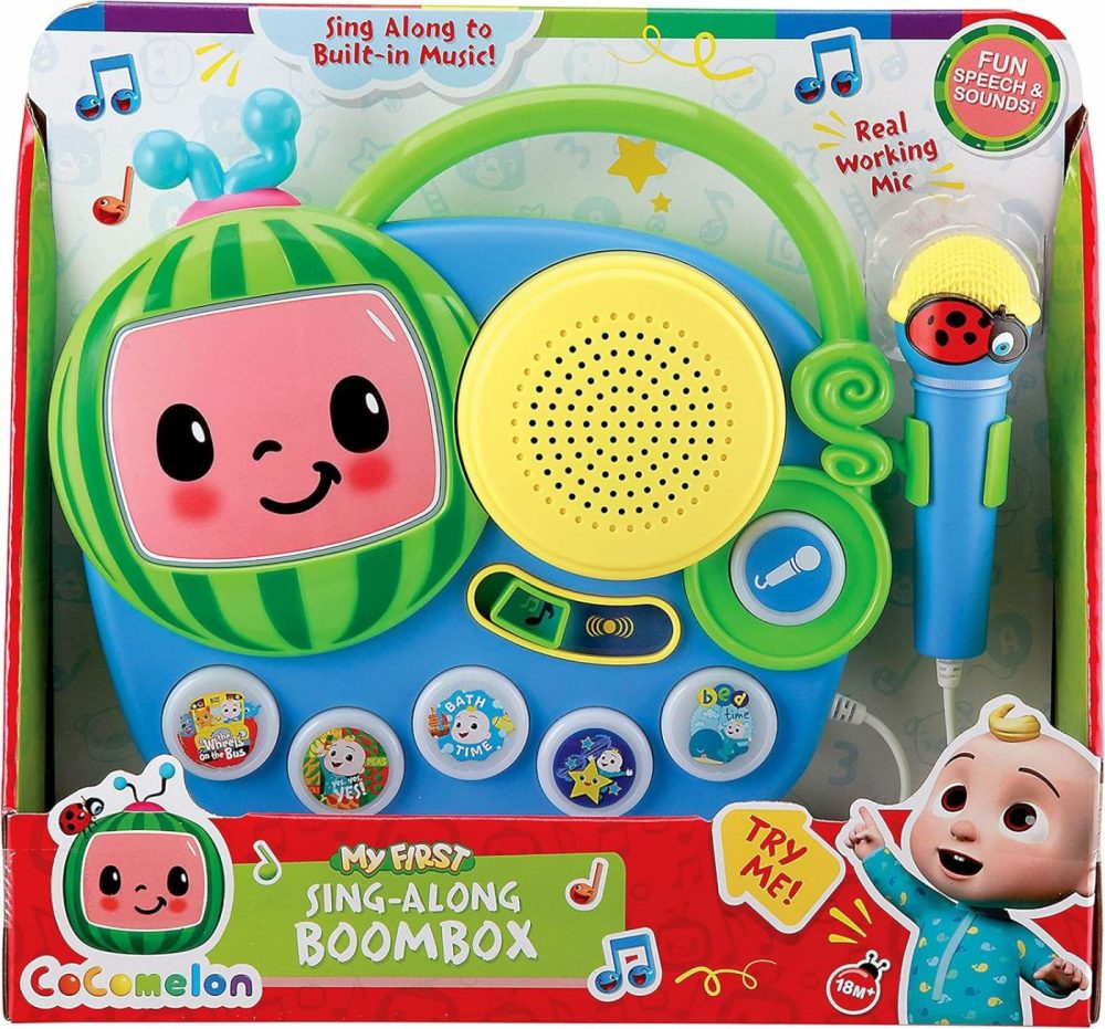 Auxiliary Cocomelon Toy Singalong Boombox With Microphone For Toddlers  Built-In Music And Flashing Lights  Fans Of Cocomelon Gifts  |  Musical Toys All Toys Multicolor