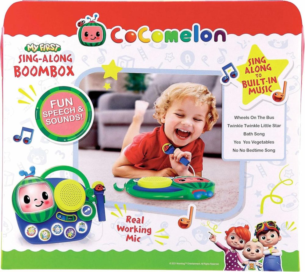 Auxiliary Cocomelon Toy Singalong Boombox With Microphone For Toddlers  Built-In Music And Flashing Lights  Fans Of Cocomelon Gifts  |  Musical Toys All Toys Multicolor