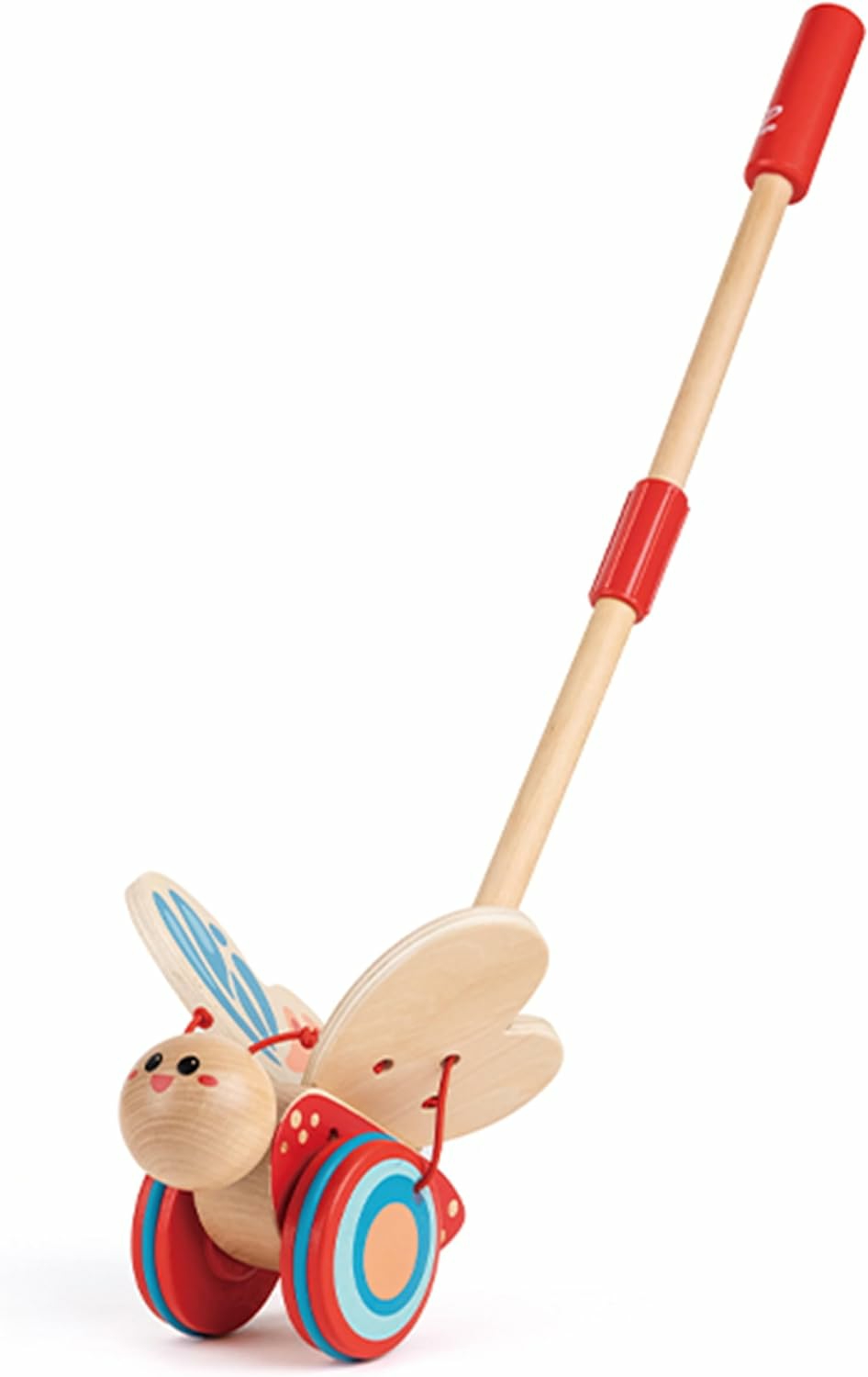 Award Winning  Butterfly Wooden Push And Pull Walking Toy  L: 6.3  W: 5.8  H: 22.2 Inch   Red  |  Push & Pull Toys All Toys Push & Pull Toys