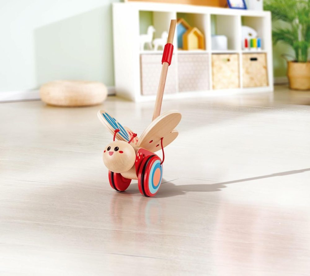 Award Winning  Butterfly Wooden Push And Pull Walking Toy  L: 6.3  W: 5.8  H: 22.2 Inch   Red  |  Push & Pull Toys All Toys Push & Pull Toys