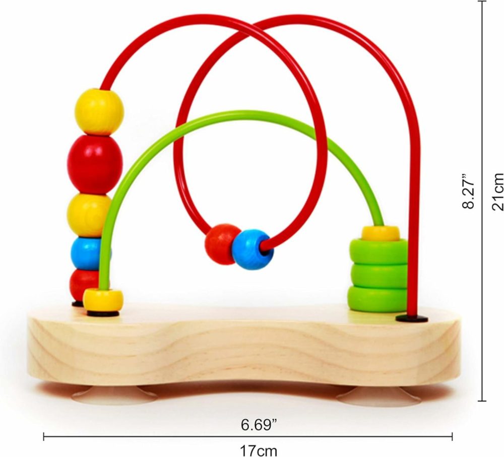 Award Winning  Double Bubble Wooden Bead Maze Multicolor  L: 3.5  W: 8.5  H: 7.6 Inch  6+ Months  |  Bead Mazes All Toys Bead Mazes