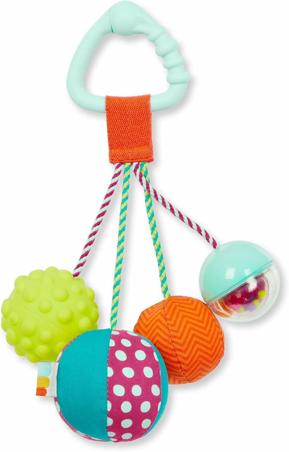 B. Baby- Sensory Baby Rattle – Baby Toy – 4 Balls & Clip – Colors  Textures & Sounds – Sounds So Squeezy- 3 Months +  |  Rattles & Plush Rings All Toys Lime